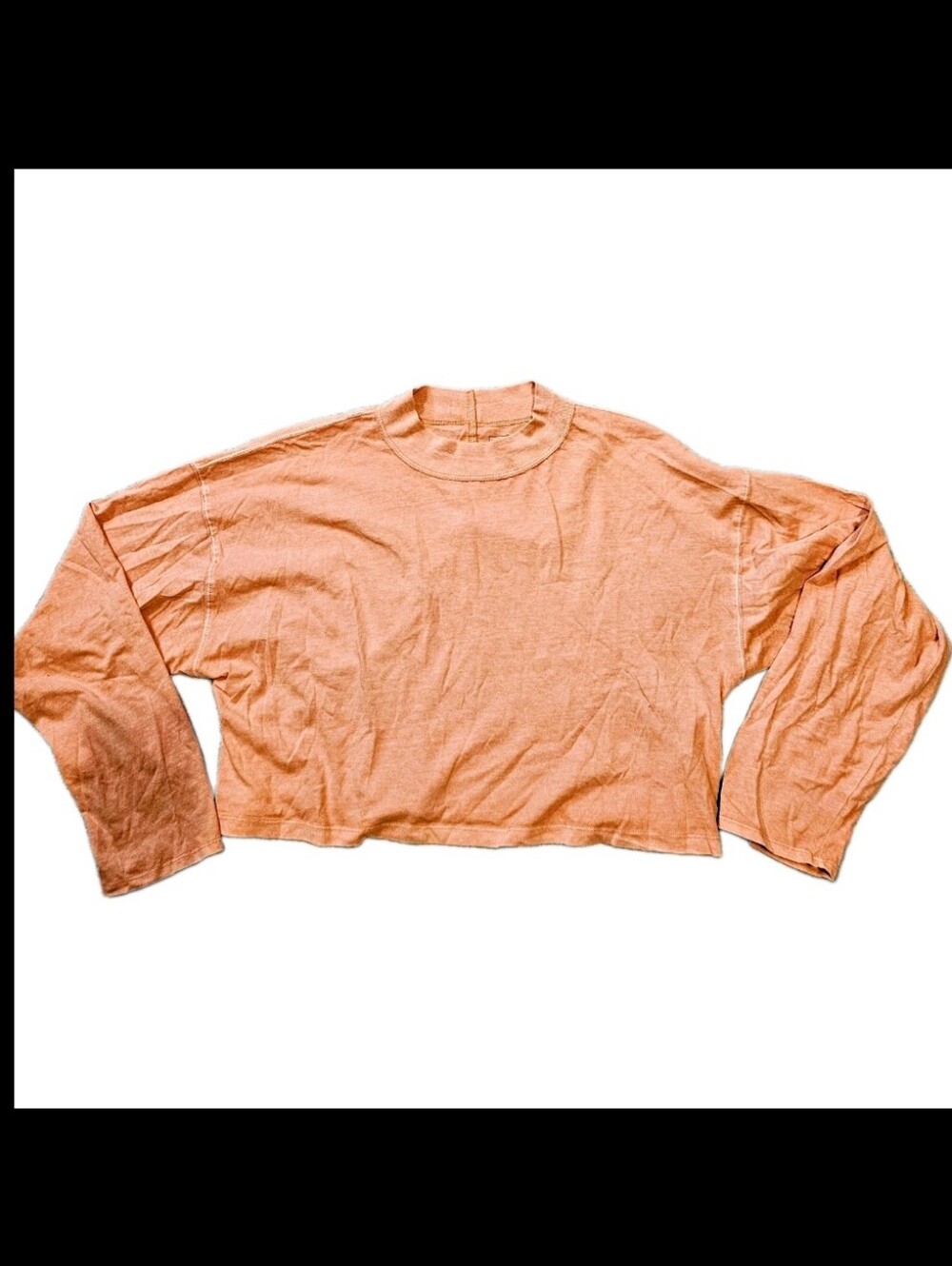 We The Free 100% Cotton Knit Cropped Crew Neck Long Sleeve T-Shirt Peach S